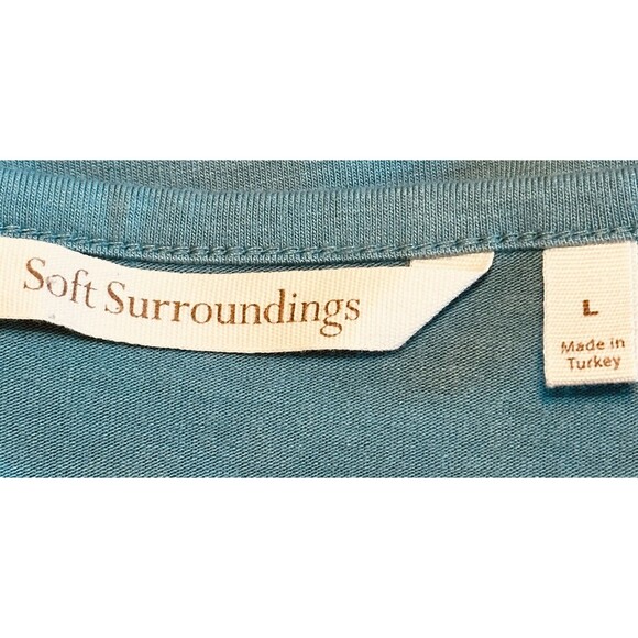 Soft Surroundings Women Size L Touch Of Sheer Aqua Sea Long Sleeve Tunic Boho - Picture 10 of 11